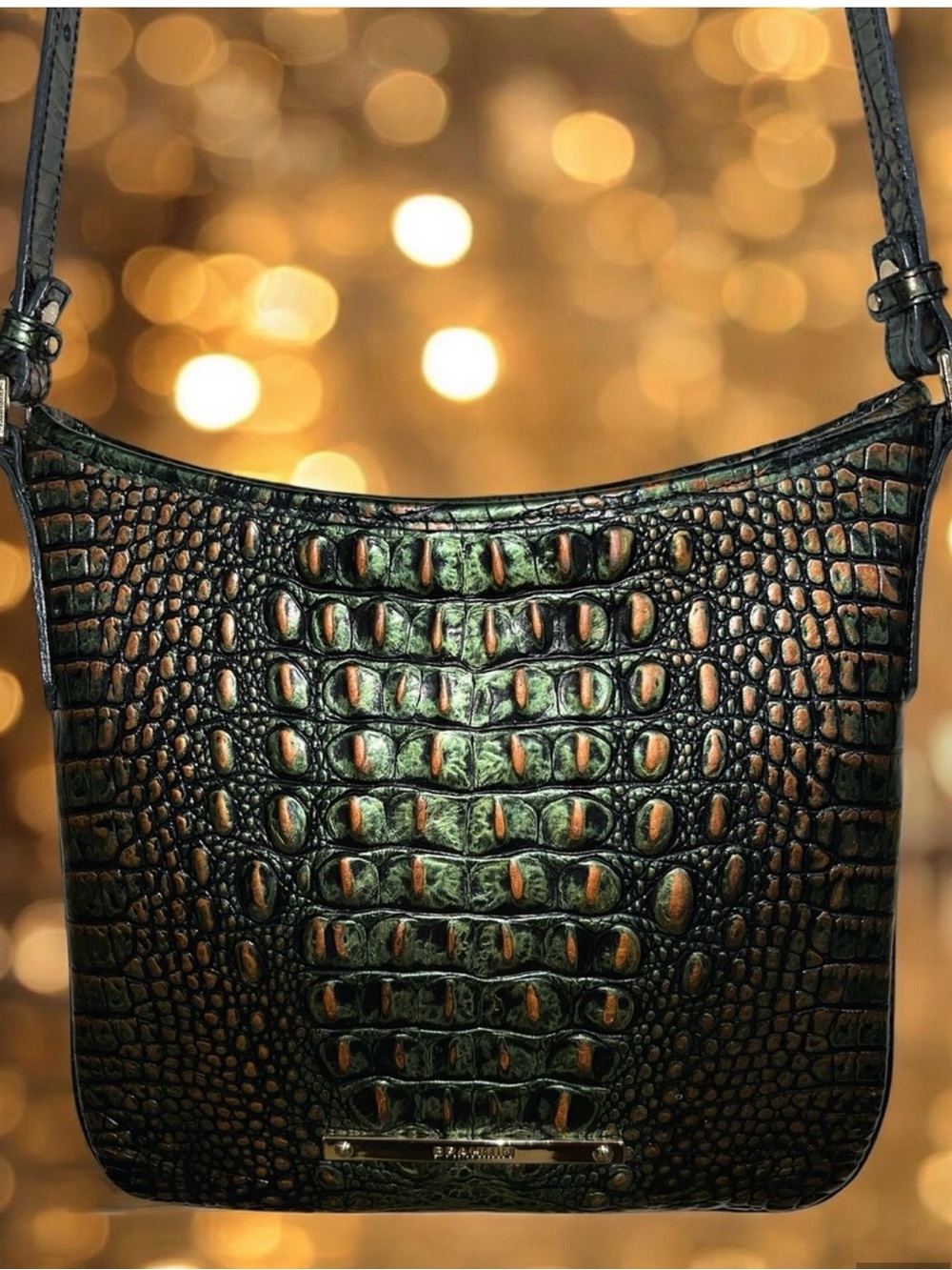 NWT❣️ Brahmin Evergreen Ombre Croc-Embossed Shoulder Bag